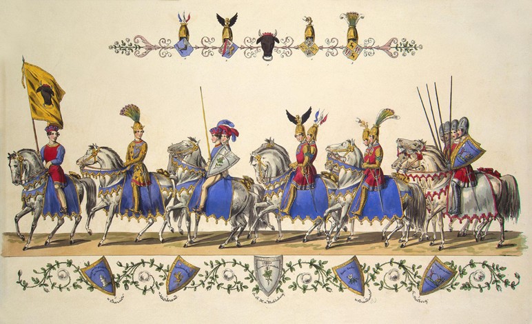 Cavalcade of Princes and Knights. Quadrille 8. Description of the Magic of the White Rose Festival o van Theodor Hosemann