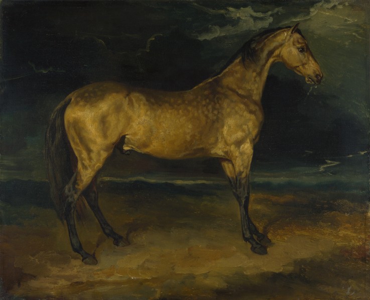 A Horse frightened by Lightning van Theodore Gericault