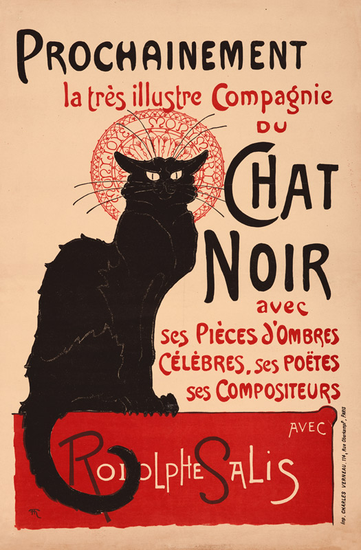 Oude advertentie / reclame poster Chat Noir van Théophile-Alexandre Steinlen