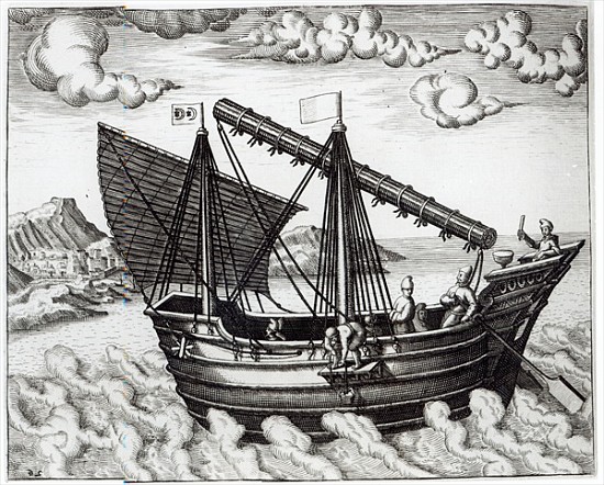 A Chinese Junk, illustration from ''Jan Huyghen van Linschoten, His Discourse of Voyages into the Ea van the Younger Doetechum Johannes Baptista van