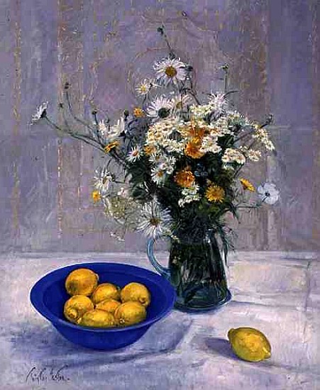 Summer Daisies and Lemons, 1990 (oil on canvas)  van Timothy  Easton