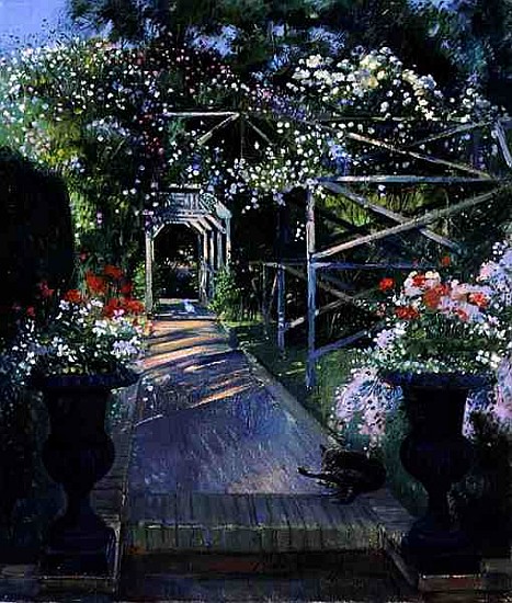 The Rose Trellis, Bedfield, 1996 (oil on canvas)  van Timothy  Easton