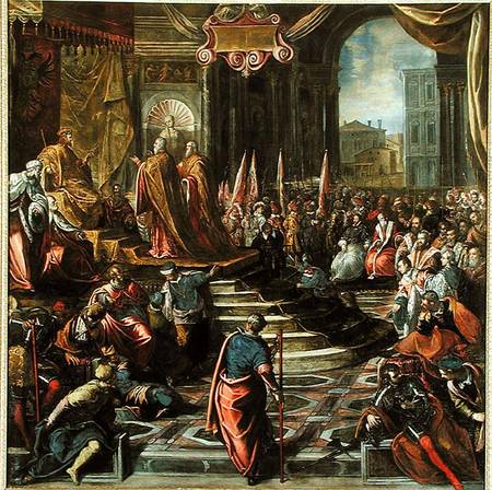 The Envoy of Pope Alexander III and Doge Sebastiano Ziani attempt to make peace with Emperor Frederi van Tintoretto (eigentl. Jacopo Robusti)
