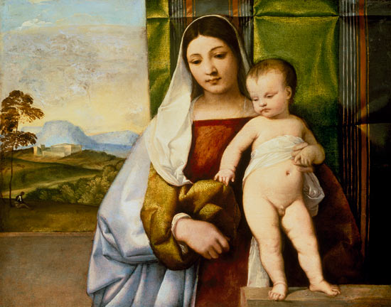 Maria mit Kind van Tizian (eigentl. Tiziano Vercellio)