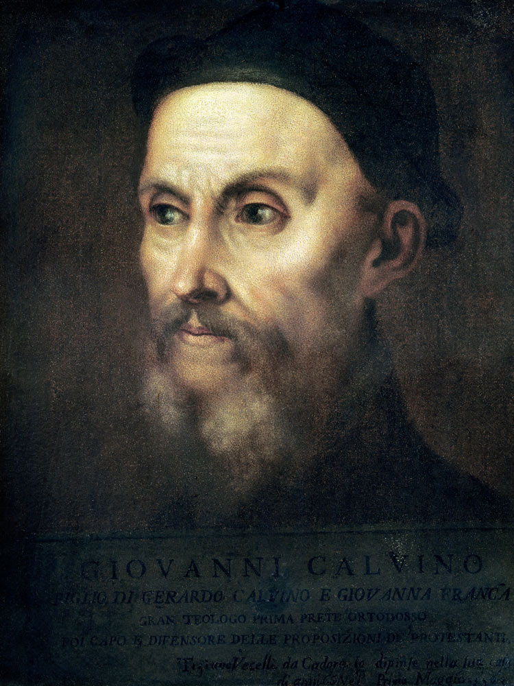 Portrait of John Calvin (1509-64) van Tizian (eigentl. Tiziano Vercellio)