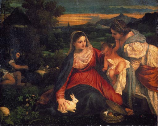 Tizian, Maria mit Kaninchen van Tizian (eigentl. Tiziano Vercellio)