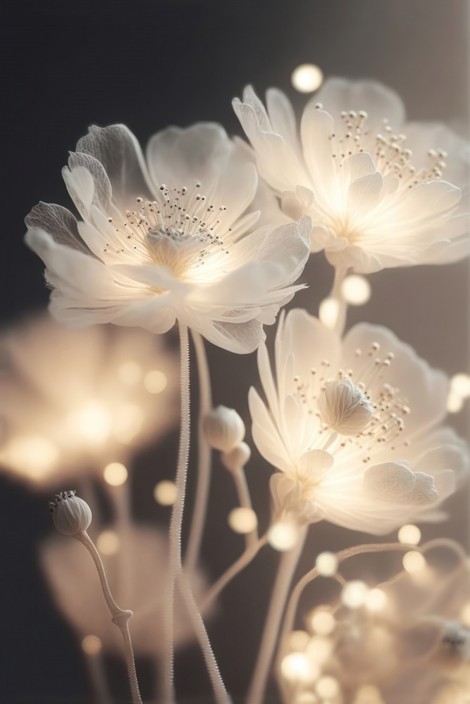 White Glowing Flowers van Treechild