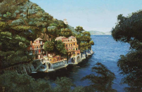 Villa, Portofino, From Hotel Picolo, Liguria, 1998 (oil on canvas)  van Trevor  Neal