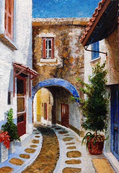 Lefkimi, Corfu, 2006 (oil on board) 