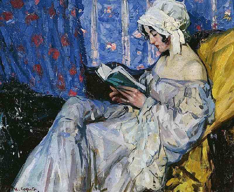 Reading girl in an interior van Ulisse Caputo