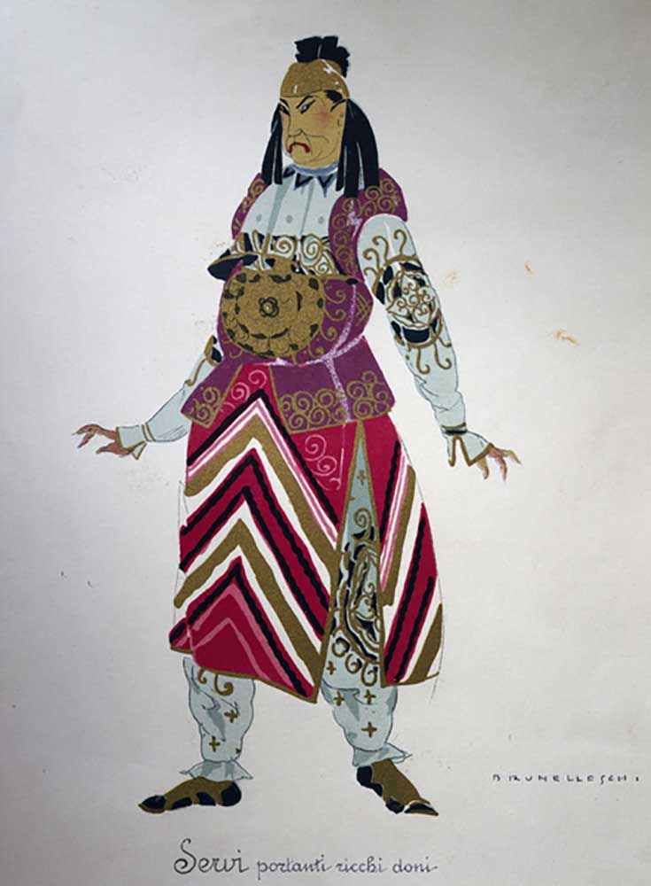 Costume for a servant from Turandot by Giacomo Puccini, sketch by Umberto Brunelleschi (1879-1949) f van Umberto Brunelleschi