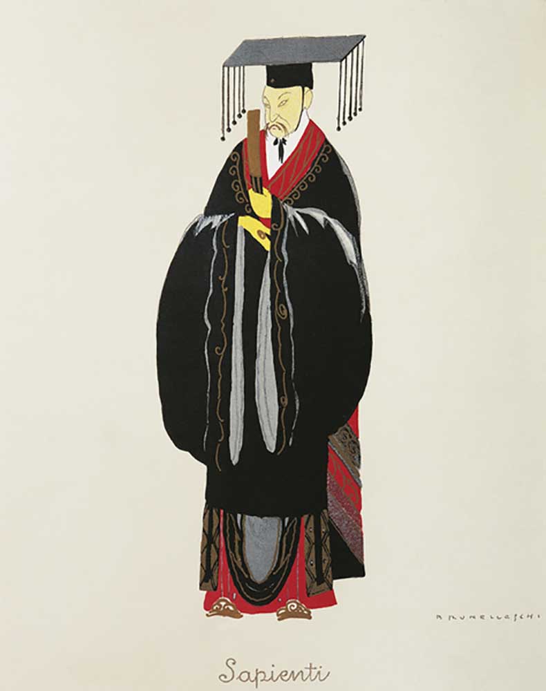 Costume for a scholar from Turandot by Giacomo Puccini, sketch by Umberto Brunelleschi (1879-1949) f van Umberto Brunelleschi