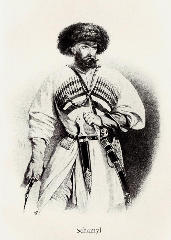 Portrait of Imam Shamil (1797-1871) van Unbekannter Künstler