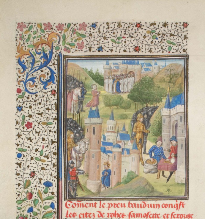 Baldwin of Boulogne entering Edessa in February 1098. Miniature from the "Historia" by William of Ty van Unbekannter Künstler