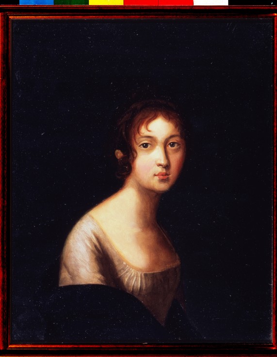 Portrait of Natalia Goncharova (Pushkina), the wife of the poet Alexander Pushkin (1812-1863) van Unbekannter Künstler
