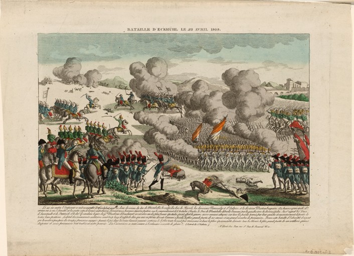 The Battle of Eggmühl on 22 April 1809 van Unbekannter Künstler