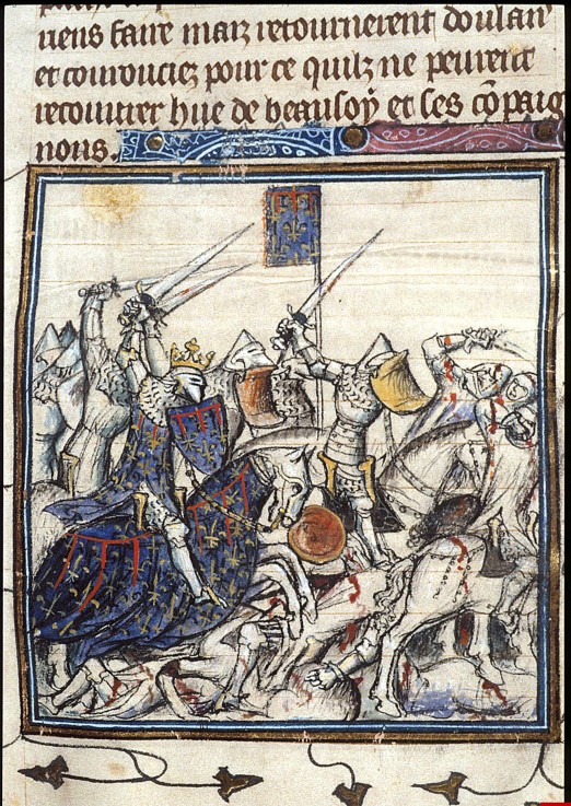 Crusaders and Saracen Fighting during the Third Crusade (From the Chroniques de France ou de St Deni van Unbekannter Künstler