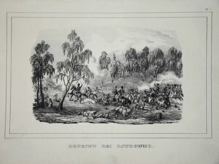 Battle between Russian troops and French cavalry near Ostrovno 25-26 July 1812 van Unbekannter Künstler