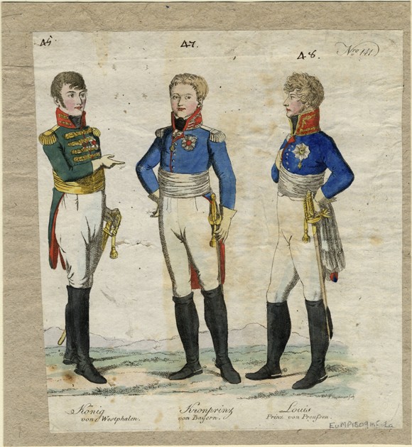 Jérôme Bonaparte, King of Westphalia, Prince Louis Ferdinand of Prussia and Ludwig I of Bavaria van Unbekannter Künstler