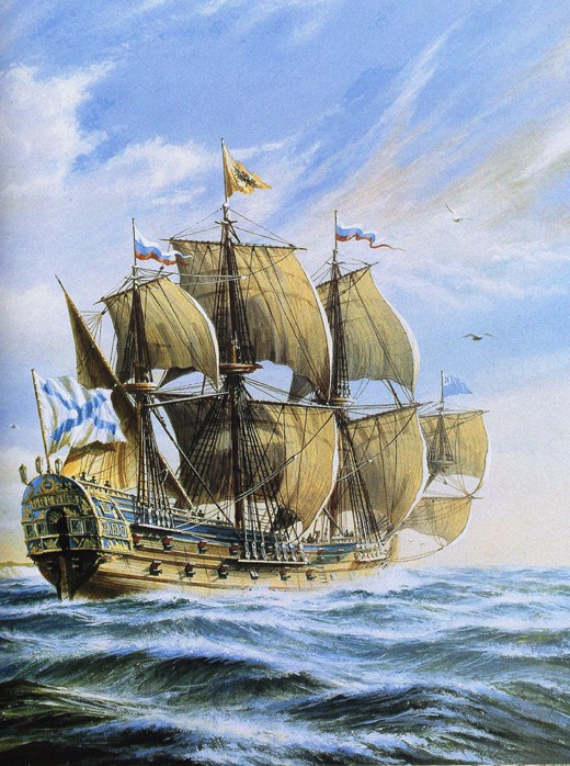 Russian ship of the line Poltava, 1712 van Unbekannter Künstler