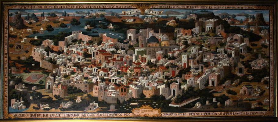 Panoramic view of Palestine with Jerusalem City van Unbekannter Künstler