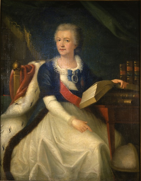 Portrait of the Princess Yekaterina R. Vorontsova-Dashkova (1744-1810), the first  President of the  van Unbekannter Künstler