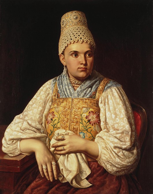 Portrait of the Merchant Woman Anna Filatova van Unbekannter Künstler