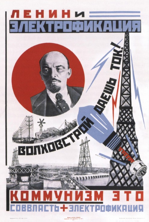 Lenin and electrification (Poster) van Unbekannter Künstler