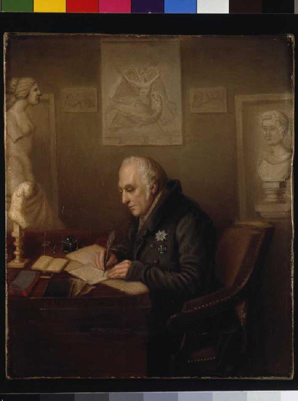 Wilhelm von Humboldt (1767-1853) in seinem Arbeitszimmer in Schloss Tegel. van Unbekannter Künstler