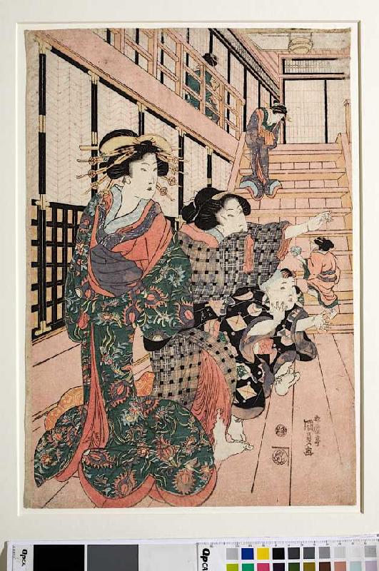 Kurtisanen, ihre Dienerinnen und Schülerinnen spielen Blindekuh van Utagawa Kunisada