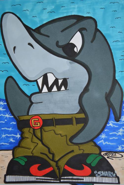 Graffiti Character Shark van Vadim Gild