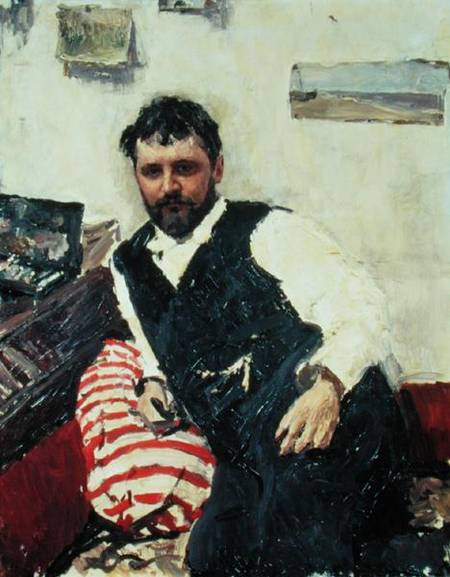 Portrait of Konstantin Korovin (1861-1939) van Valentin Alexandrowitsch Serow
