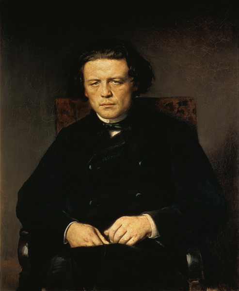 Portrait of Anton Rubinstein (1829-94) van Vasili Grigorevich Perov