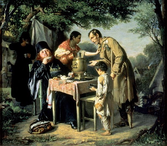 Tea Drinking in Mytishchi, near Moscow van Vasili Grigorevich Perov