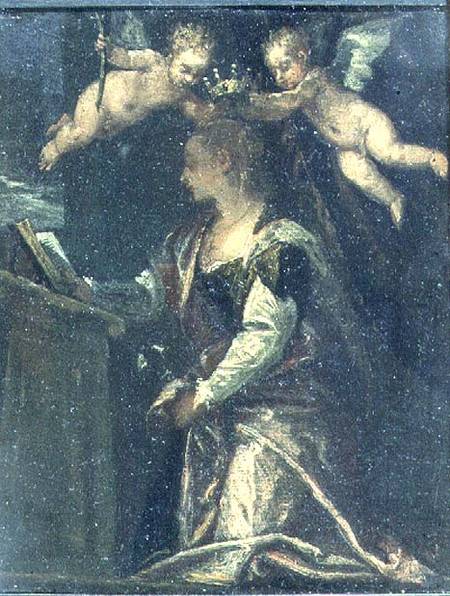 St. Agatha crowned by angels (panel) van Veronese, Paolo (eigentl. Paolo Caliari)