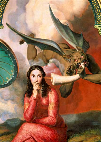Good and Evil: the Devil Tempting a Young Woman van Victor Orsel