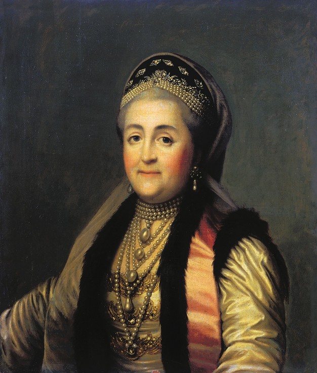 Portrait of Empress Catherine II (1729-1796) in kokoshnik van Vigilius Erichsen