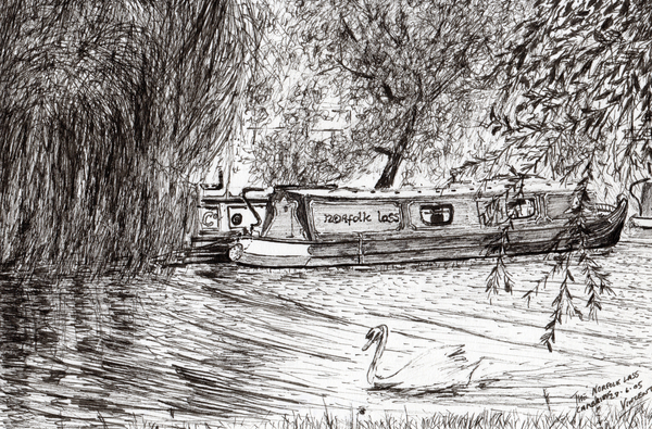 Narrow boats Cambridge van Vincent Alexander Booth