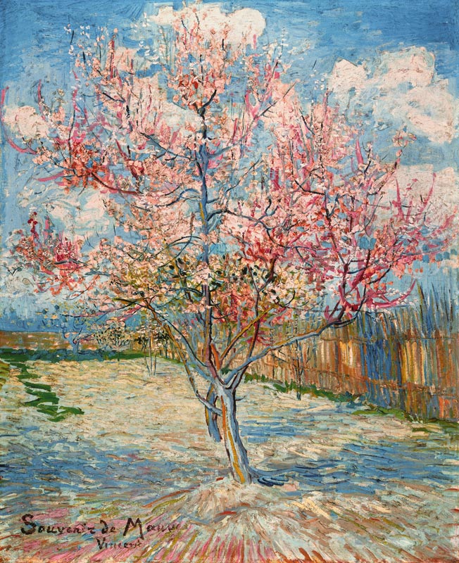 Bloeiende perzikbomen van Vincent van Gogh