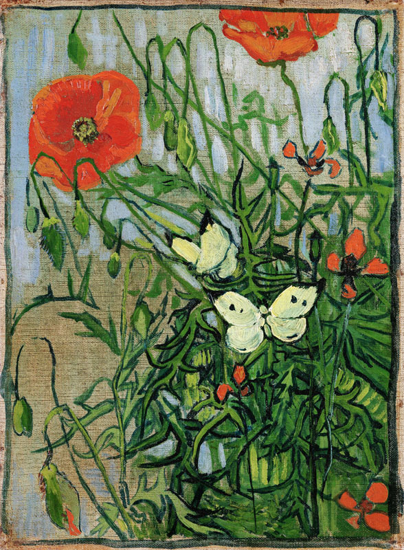 Butterflies and poppies van Vincent van Gogh