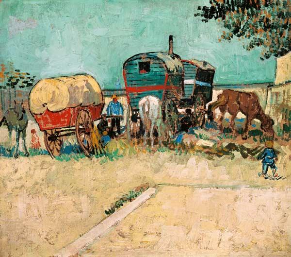 Zigeunerkamp met paard en wagen - Vincent van Gogh
