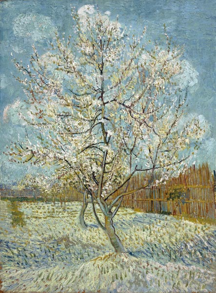 Bloeiende perzikboom van Vincent van Gogh
