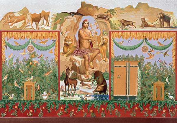 Orpheus Taming the Animals, reconstruction of a fresco from Pompeii van Vincenzo Loria