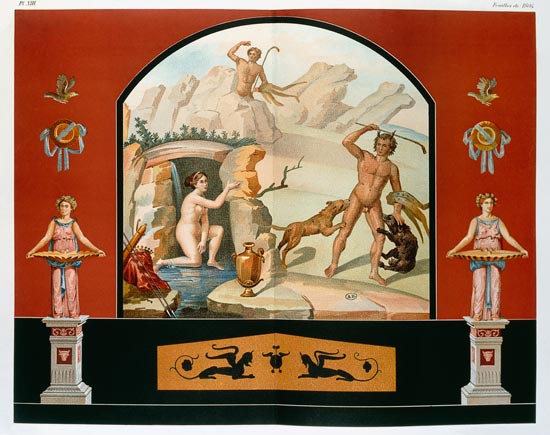 Actaeon Discovers the goddess Diana at her Bath, reconstruction of a fresco in the House of Sallust van Vincenzo Loria