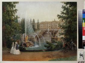 View of the Marly Cascade from the Lower Gardens in Peterhof