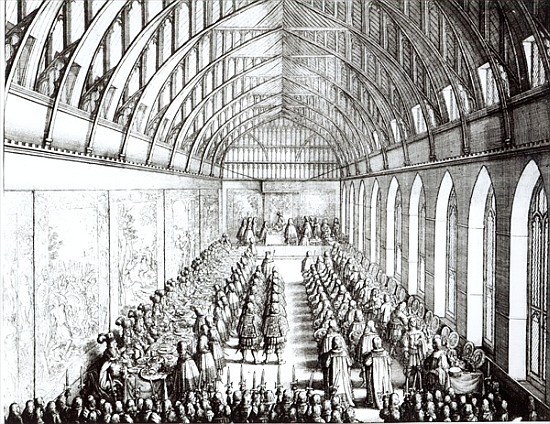 Garter Feast in St. George''s Hall, Windsor, in the time of Charles II van Wenceslaus Hollar