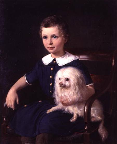 Study of a Boy with Pet Dog van Wilhelm Marstrand