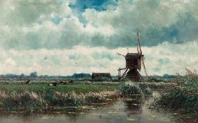 Polder landscape with windmill near Abcoude