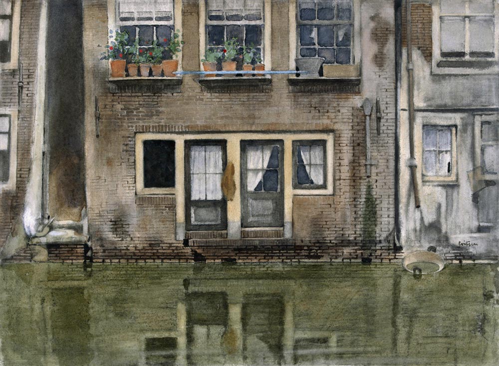 Huis aan de gracht in Amsterdam van Willem Witsen