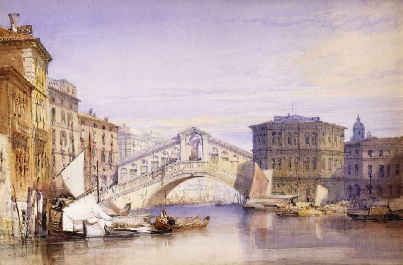 Die Rialto Brücke in Venedig van William Callow